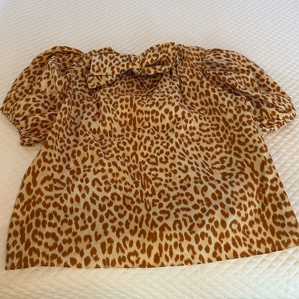 Ulla Johnson Brown and Tan Leopard Print Blouse
